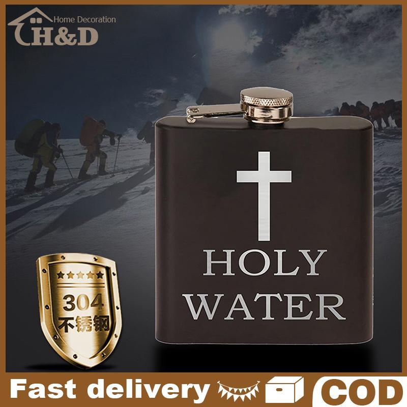 168ml mô hình chữ thập nước thánh chai đen Hip Flask thép không gỉ Hip Flask Hip Flask hip nắp vặn
