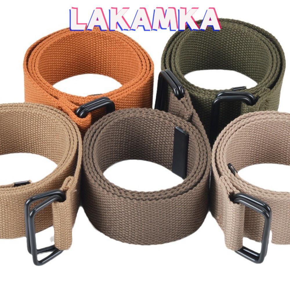 Thắt lưng quần LAKAMKA, Khóa vòng đôi miễn phí Punch Canvas Belt, Vải vải thông thường Cotton Canvas