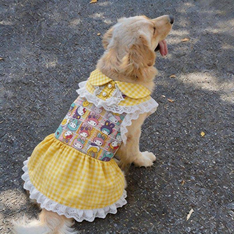 New Vest Clothes Golden Retriever Dog Clothes Spring and Summer Skirt Decoration Spring and Summer D