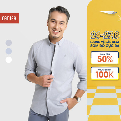 Áo sơ mi nam CANIFA chất liệu cotton dáng ôm form slimfit 8TH25W008