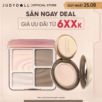 [Combo 2] Combo Phấn Nước JUDYDOLL Long Wearing Cushion 14g & Bảng Phấn Bắt Sáng Tạo Khối 4 Ô 9g