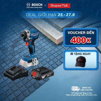 Máy vặn vít dùng pin Bosch GDR 18V-215 (SOLO) +  Pin GBA 2.0Ah / Bộ Sạc GAL 18V-20 (MỚI)