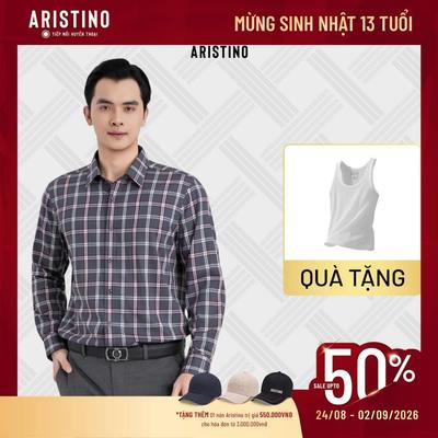 Sơ mi nam dài tay Aristino họa tiết xanh kẻ chất liệu Bamboo cảm giác mềm mại thoáng mát ALS611EDP01