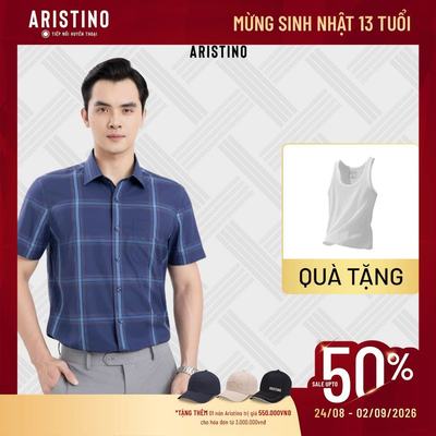 Áo Sơ Mi Ngắn Tay Nam Aristino Business Regular Fit Thiết Kế Sang Trọng Lịch Sự 1SS604EDP01