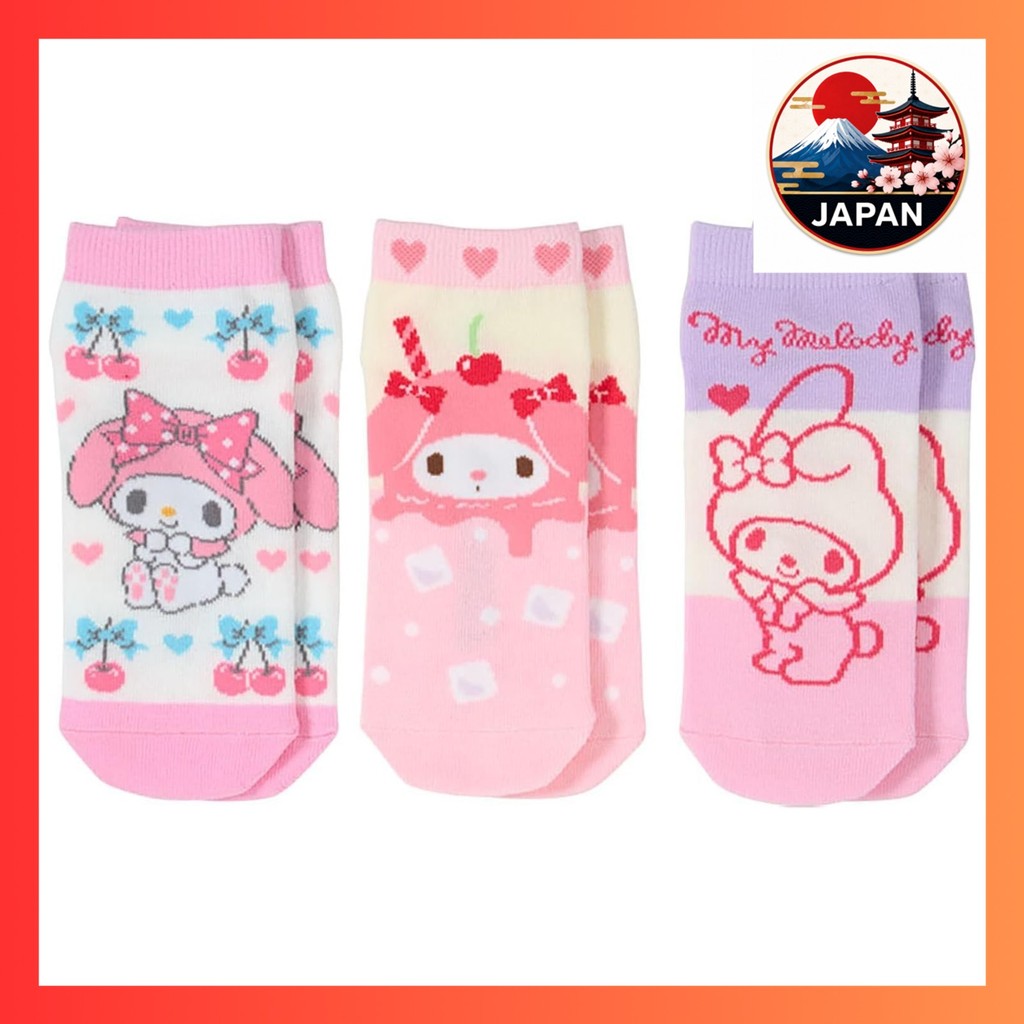 [Directly from Japan]Sanrio Kids Sneaker Socks 3-Pair Set, My Melody, 16-18cm, 689386【Prime Japan】