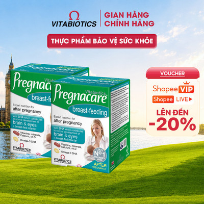 Bộ 2 TPBVSK Vitabiotics PREGNACARE Breast-feeding Bổ Sung Axit Folic, Canxi, DHA, Sắt, Dành Cho Phụ Nữ Sau Sinh, 84 Viên