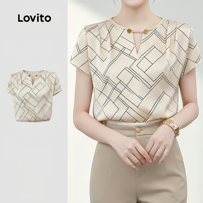 Áo kiểu nữ Lovito mơ xuân hè nút lỗ thanh lịch LK6AD134