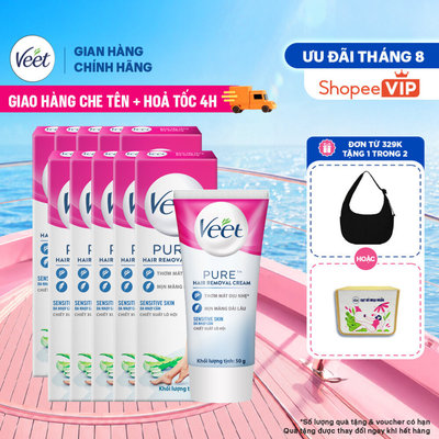 [HỎA TỐC 4H] Combo 10 Kem tẩy lông Veet Pure cho da nhạy cảm 50g, công thức Pure cải tiến