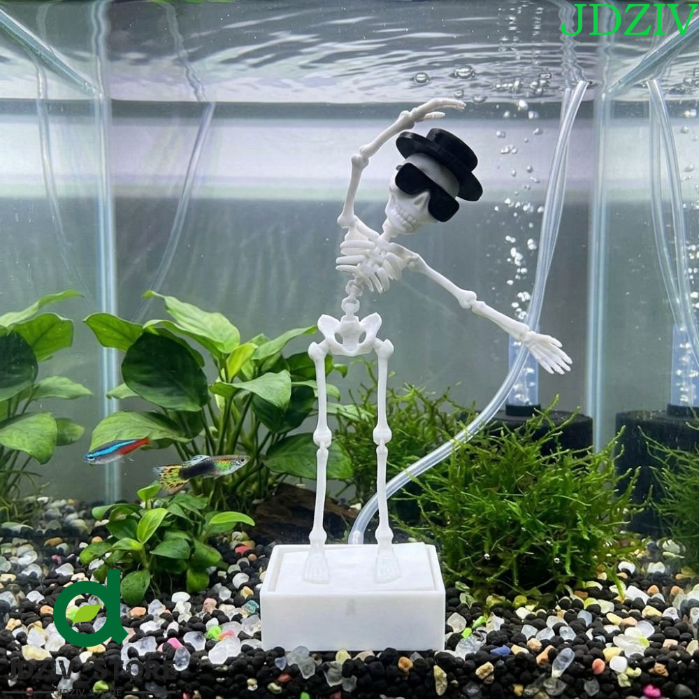 JXZIV Bể Cá Khiêu Vũ Đầu Lâu Trang Trí, Mũ Đeo Kính Mát Nhựa Nhảy Bộ Xương Bể Cá Bubbler, Gothic 3D 