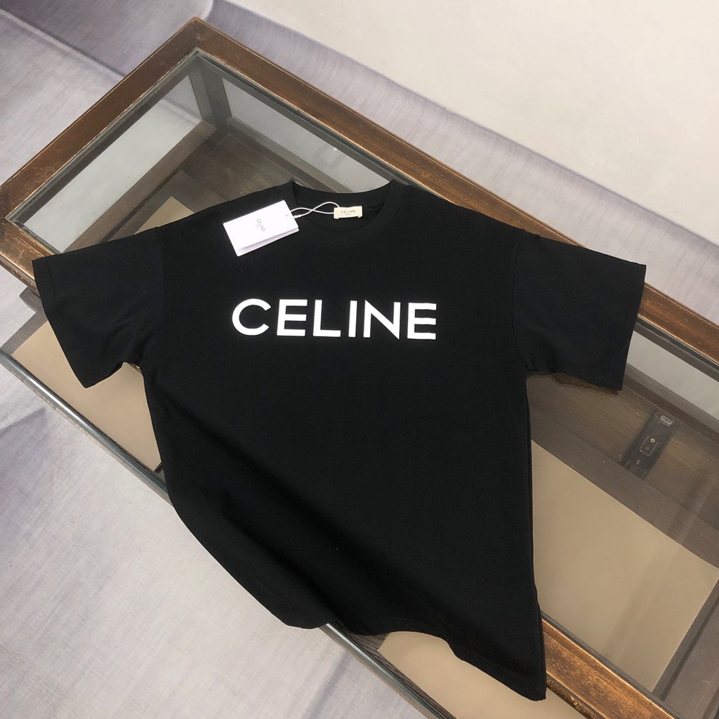 CELINE CELINE Nam Nữ Plus Kích Thước Tay Ngắn Cặp Đôi Phong Cách Hai Dòng Dày Không Dây Raglan Tay Đ