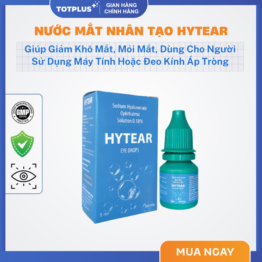 HYTEAR - Nước Mắt Nhân Tạo Dùng Cho Người Đeo Kính Áp Tròng, Người Bị Khô Mắt, Mỏi Mắt - Lọ 5ml