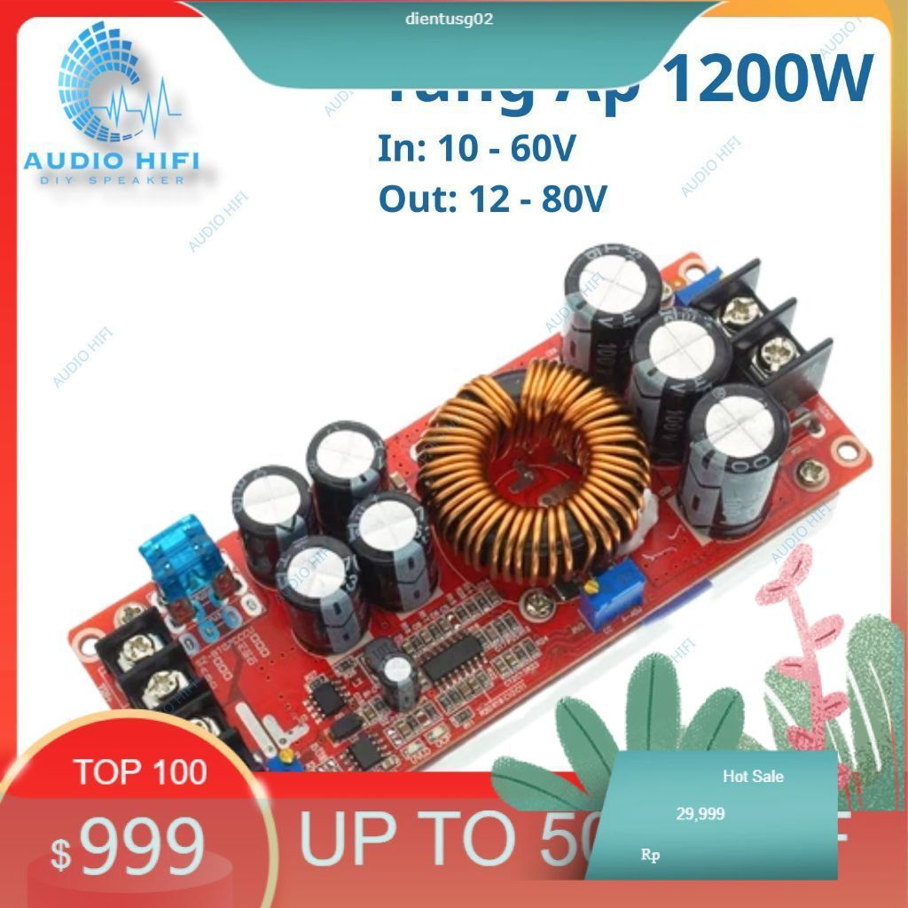 Mạch tăng áp, boost áp AUDIOHIFI DC-DC 1200W, 1500W, 1800W vào 10-60VDC ra 12-90VDC