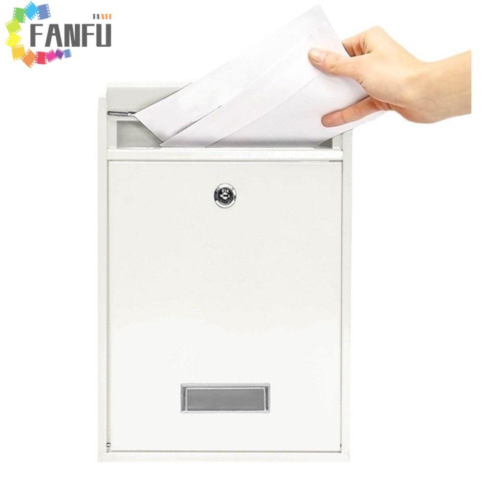 FANFUZOUZU Hộp thư treo tường, Hộp thư mạ sắt chống mưa, Hộp đựng báo chống gỉ với 2 phím Khóa an to