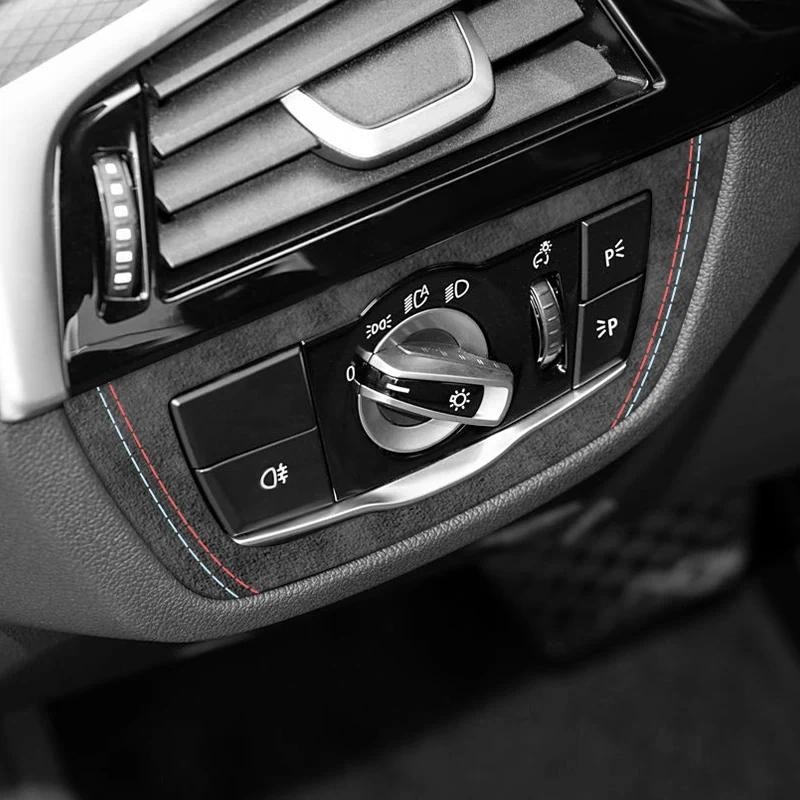 BMW 5er G30 G38 6GT G32 Đèn Pha Ô Tô Nút Công Tắc Đèn Bảng Điều Khiển Viền Miếng Dán Làm Bằng Alcane