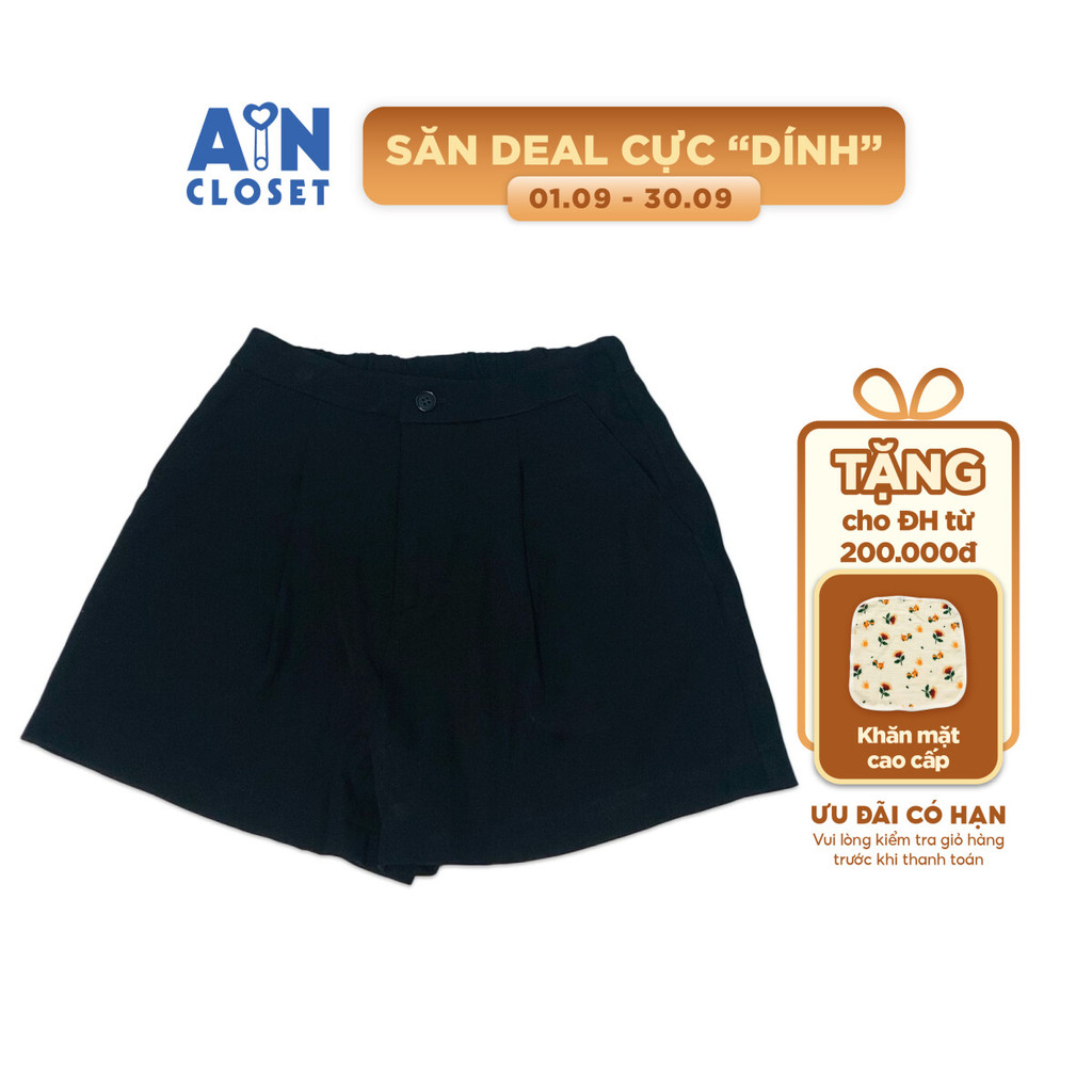 Quần đùi cho mẹ Đen chéo Hàn - AICDMEIEXNEP - AIN Closet