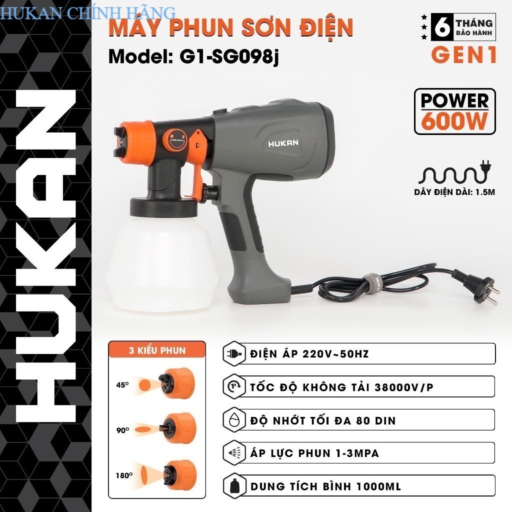MÁY PHUN SƠN 600W HUKAN G1-SG098J CHÍNH HÃNG HUKAN HUKAN CHÍNH HÃNG