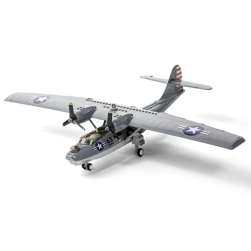 Wange 5007 Quân Đội Series Catalina Seaplane PBY-5A Khối Xây Dựng Bộ Mô Hình Khối Xây Dựng Đồ Chơi C