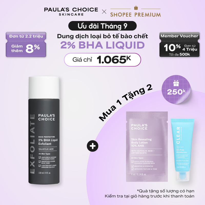 Dung dịch loại bỏ tế bào chết giảm mụn Paula's Choice Skin Perfecting 2% BHA Liquid Exfoliant 2010