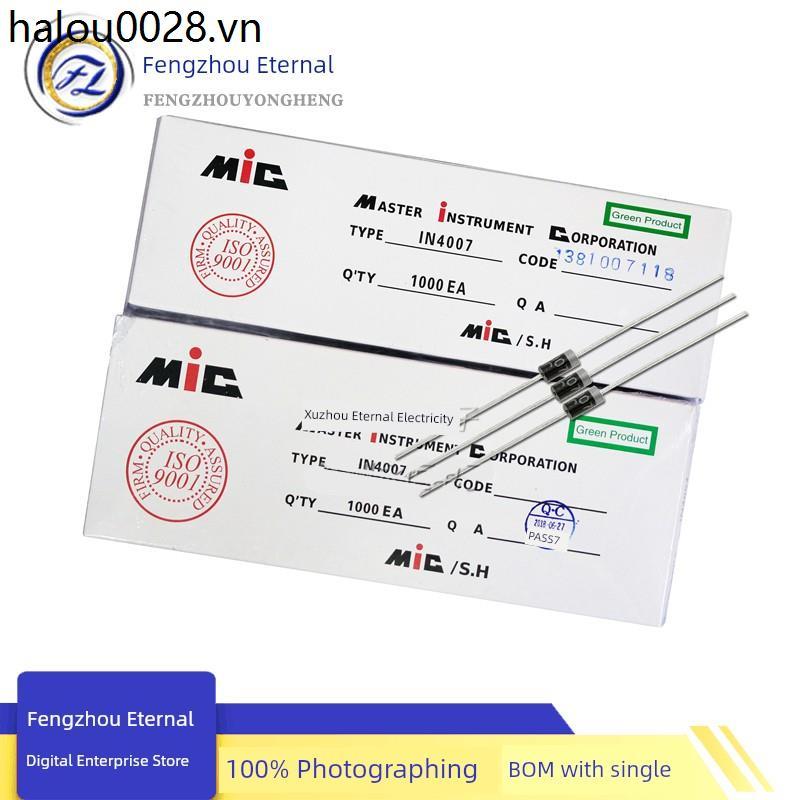 Diode chỉnh lưu nội tuyến 1N4007 MIC 1A1200V Băng bện số lượng lớn 1N4007-TA
