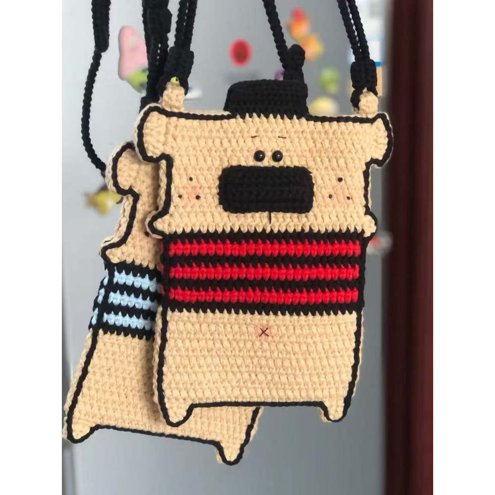 Len Handmade Flat Dog Coin Purse Móc diy Chất Liệu Túi Gấu Búp Bê Một Vai Túi Đeo Ngang Quà Tặng