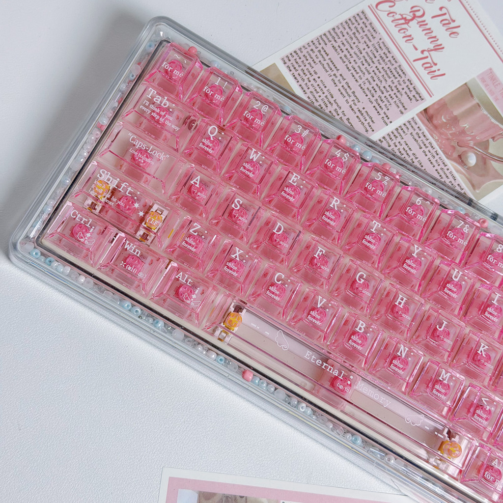 Màu hồng lãng mạn Mẹo Keycaps Cherry Profile Shine Through PBT DYE-SUB Màu hồng DIY Keycaps Cô gái t