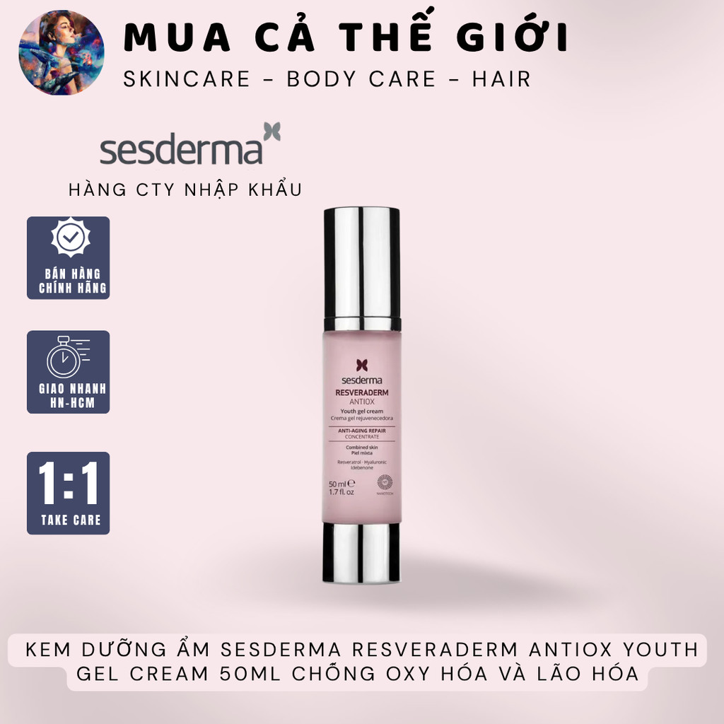 [HÀNG CÔNG TY] Kem Dưỡng Ẩm Sesderma Resveraderm Antiox Youth Gel Cream 50ml Chống Oxy Hóa Và Lão Hóa