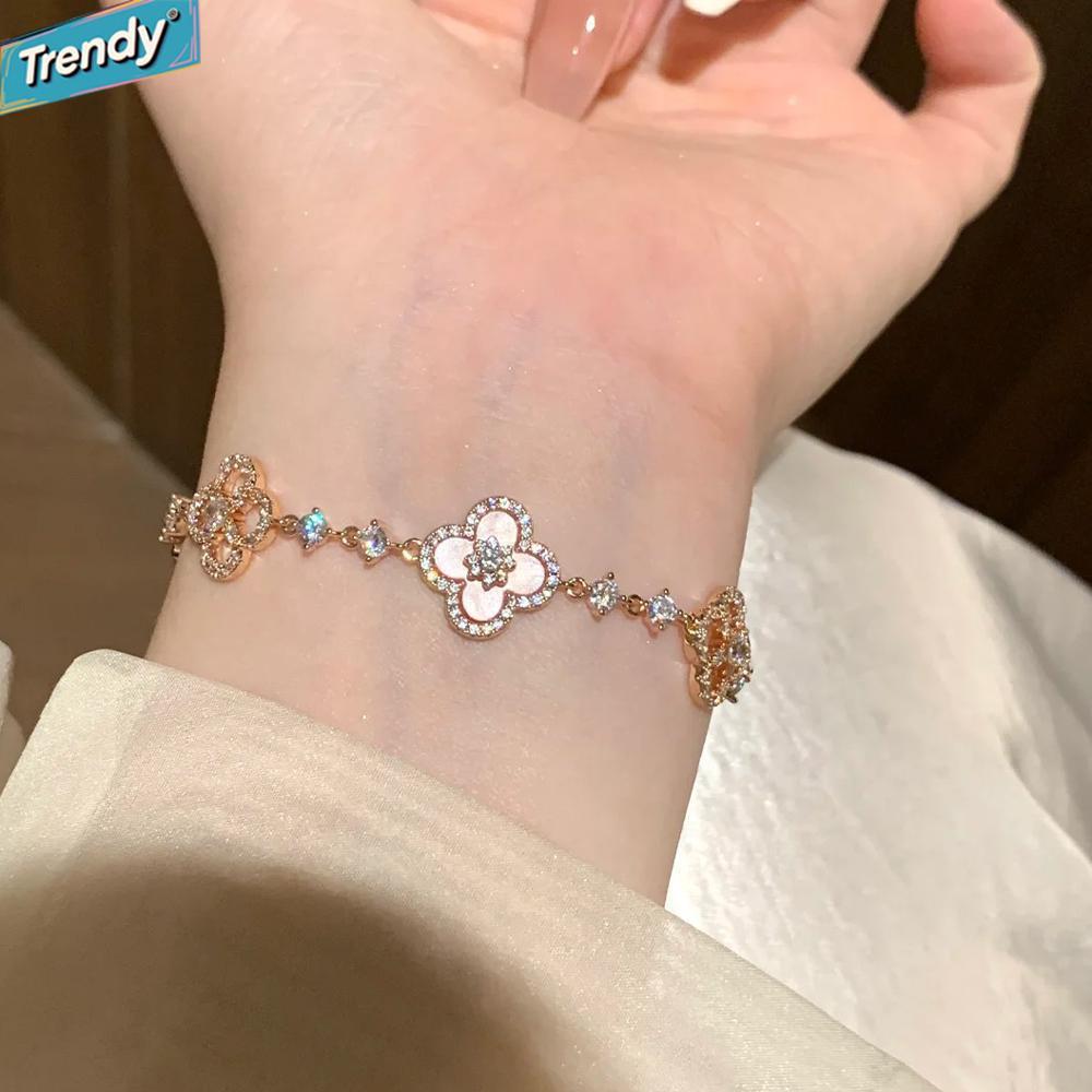 Hợp Thời Trang Pháp Đính Kim Cương Giả Hoa Có Thể Điều Chỉnh Vòng Tay Tính Khí Thời Trang Và Tinh Tế Vòng Tay Ánh Sáng Sang Trọng Và Cao Cấp Trang Sức