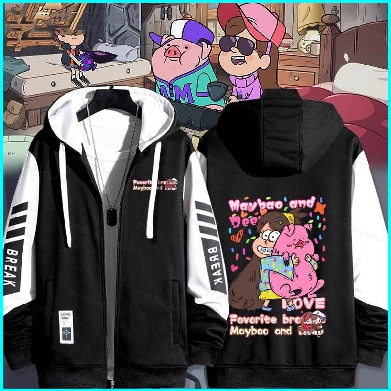 Áo khoác unisexGravity Falls Dipper và Mabel Pines với dây kéo