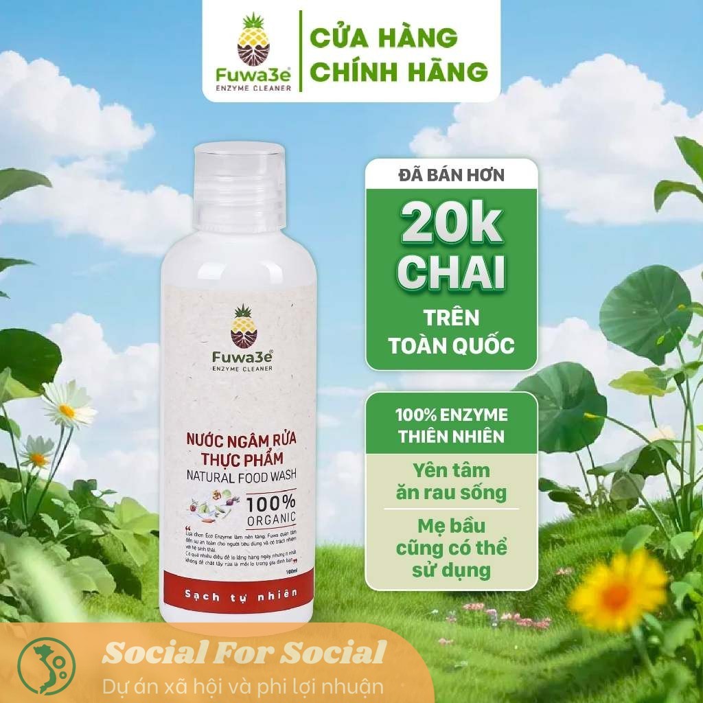 [Hỏa tốc] [Mua 2 giảm 10%] Nước Ngâm Rửa Thực Phẩm Fuwa3e Hữu Cơ Organic Khử Mùi Loại Bỏ Thuốc Sâu Chất Bẩn