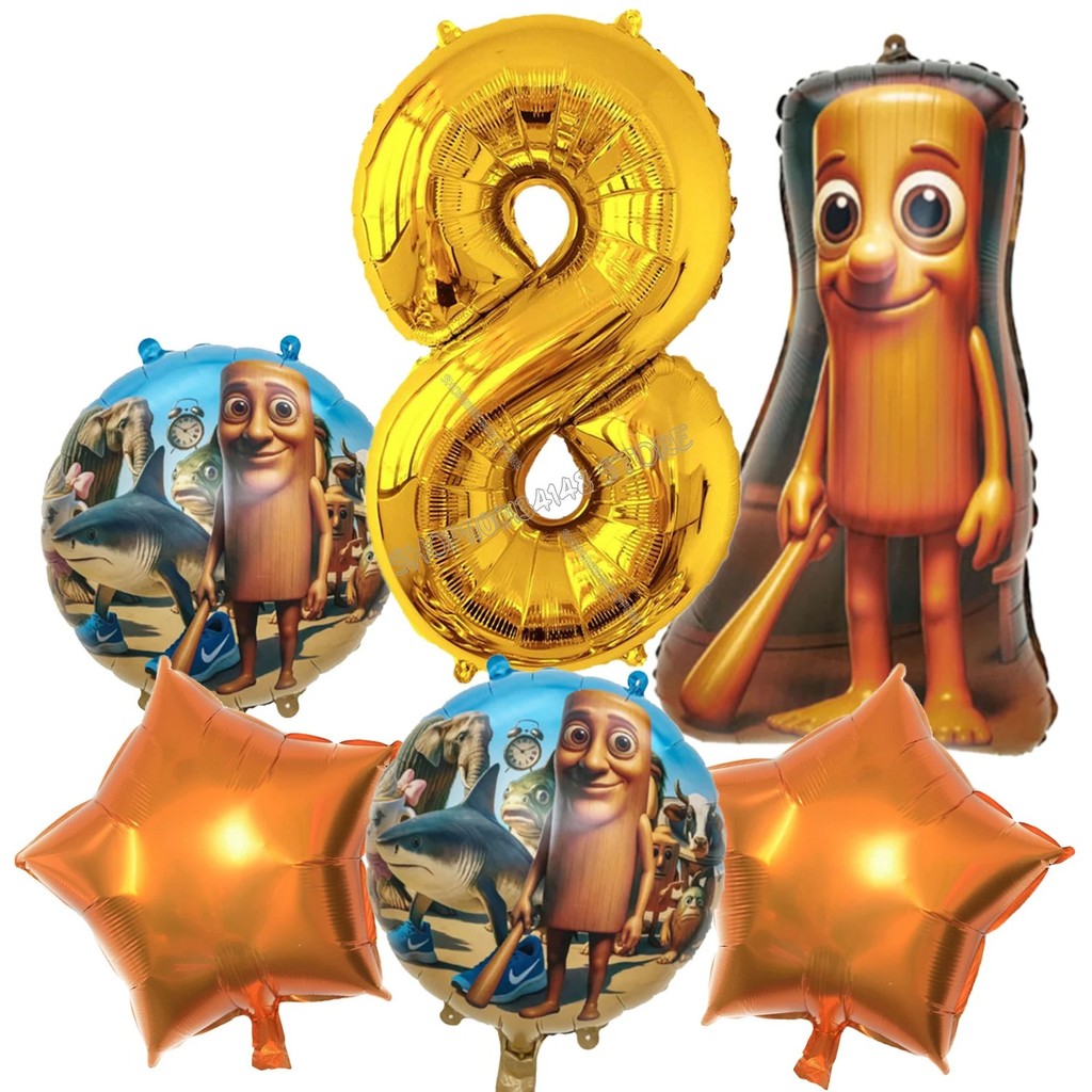 Tung Tung Sahur Phim Hoạt Hình Sáng Tạo Sinh Nhật Bóng Bộ 6 Món Tralalero Tralala Nhôm Bóng Bay Bóng