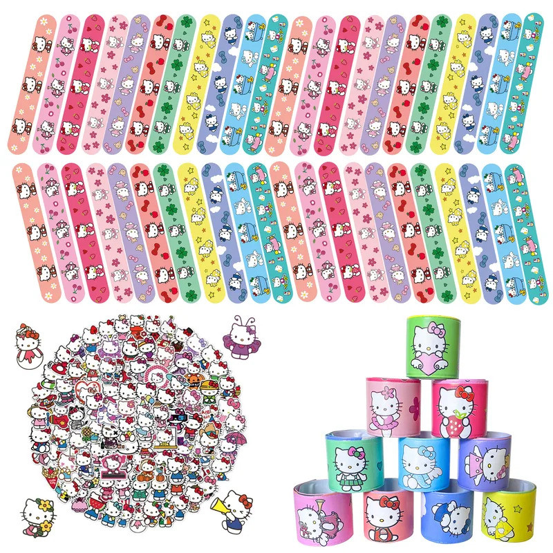 12 / 24 / 36 Vòng tay Hello Kitty và 50 miếng dán Hello Kitty dành cho bữa tiệc Hello Kitty - hoạt h