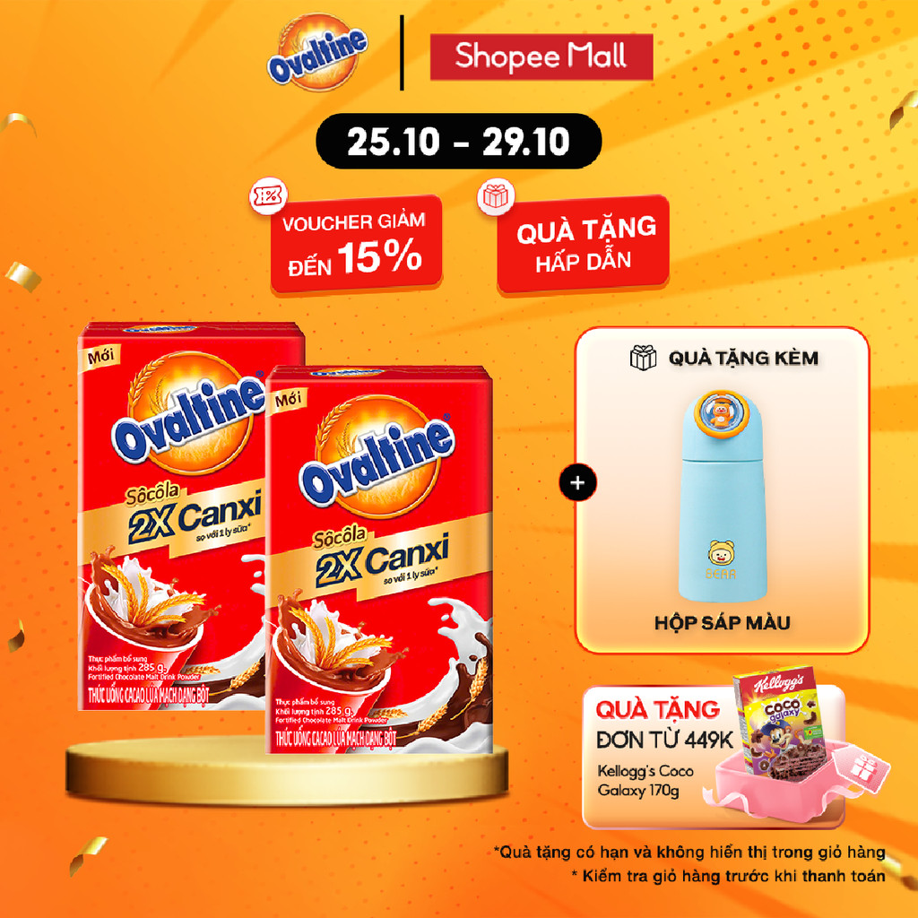 Combo 2 Hộp Thức Uống Cacao Lúa Mạch Dạng Bột Ovaltine 285G/Hộp