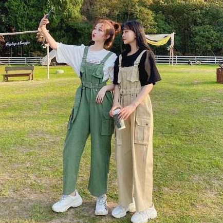 2871HE Quần yếm trơn Quần yếm nữ Quần yếm Denim Jumpsuits Quần yếm rộng Quần yếm ống rộng Quần yếm ố