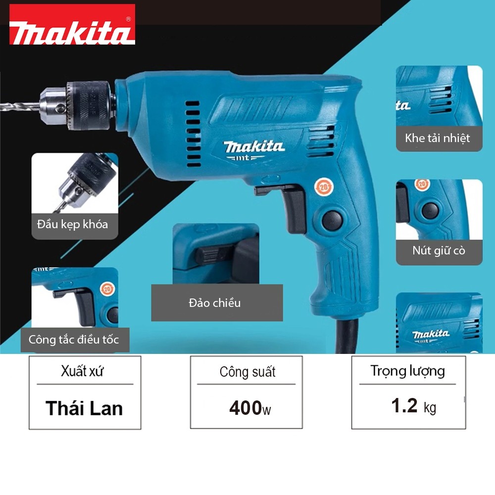 Máy khoan vặn vít Makita M0600B - M0601B (Đầu kẹp 10mm - Công suất 400W)