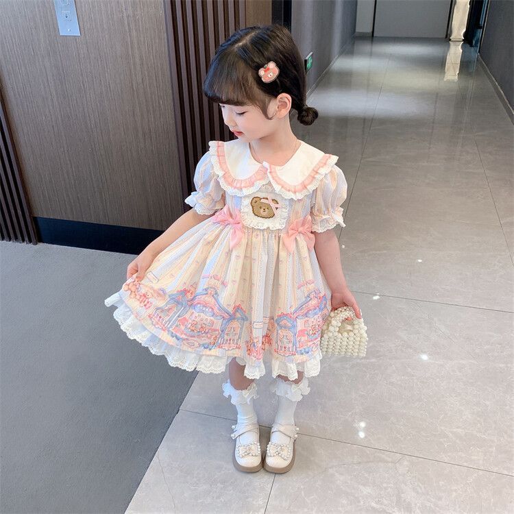 Gothic Đầm Công Chúa Bé Gái Thời Trang Trẻ Em lolita Công Chúa Nhỏ Tay Ngắn lolita Đầm 51024