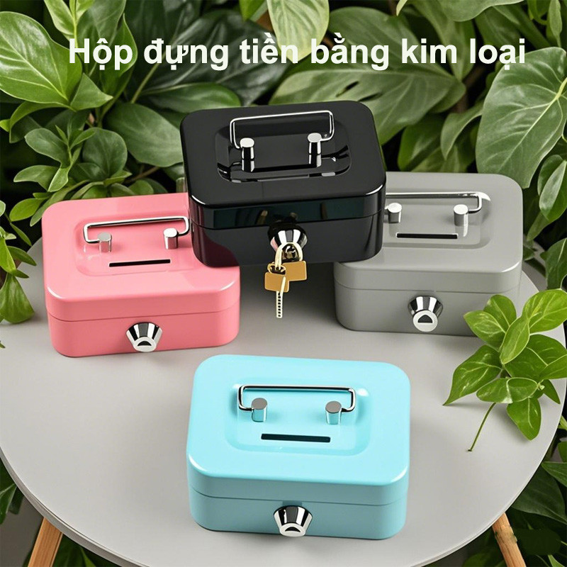 Hộp kim loại tiết kiệm,Két Sắt Mini Cho Bé,Hộp đựng tiền khóa,Hộp khóa an toàn Mini Money Bank