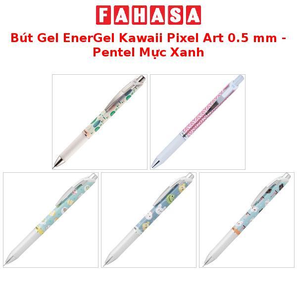 Bút Gel EnerGel Kawaii Pixel Art 0.5 mm - Pentel Mực Xanh