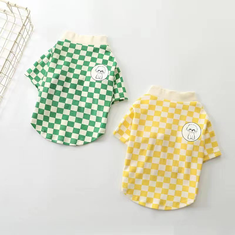 【Ready Stock】 New Cotton Clothes Checkered Bottoming Teddy Bichon Clothes New Cotton Clothes Checker