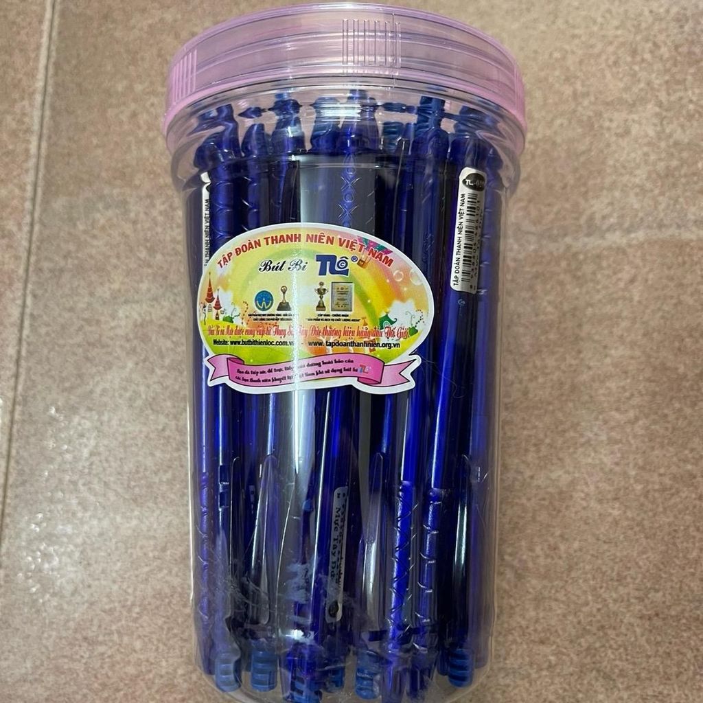 Lon Bút bi xanh TLOC 027 vỏ xanh - Hủ 50 chiếc