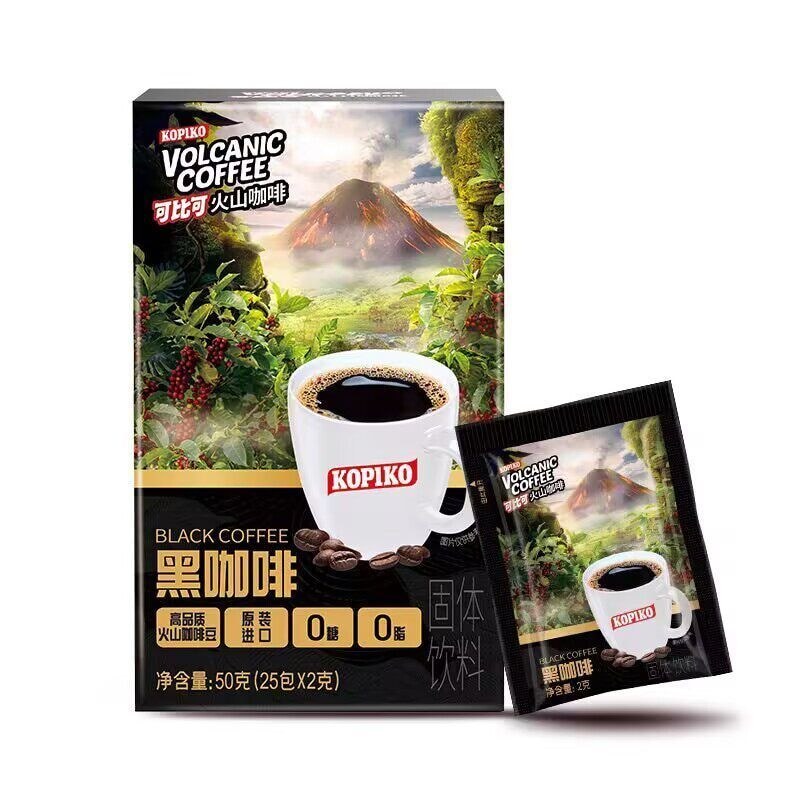 Cà phê đen núi lửa KOPIKO / KOPIKO 50g 25 gói * 2g Cà phê hòa tan Nhập khẩu từ Indonesia lsh260630