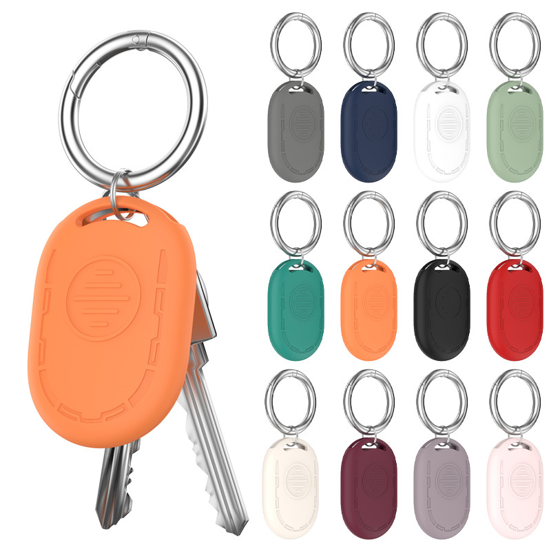 Dành Cho Xiaomi Tag Silicone Vỏ Bảo Vệ Màu Trơn Chống Mất Thú Cưng Định Vị Vỏ Bảo Vệ Với Carabiner C