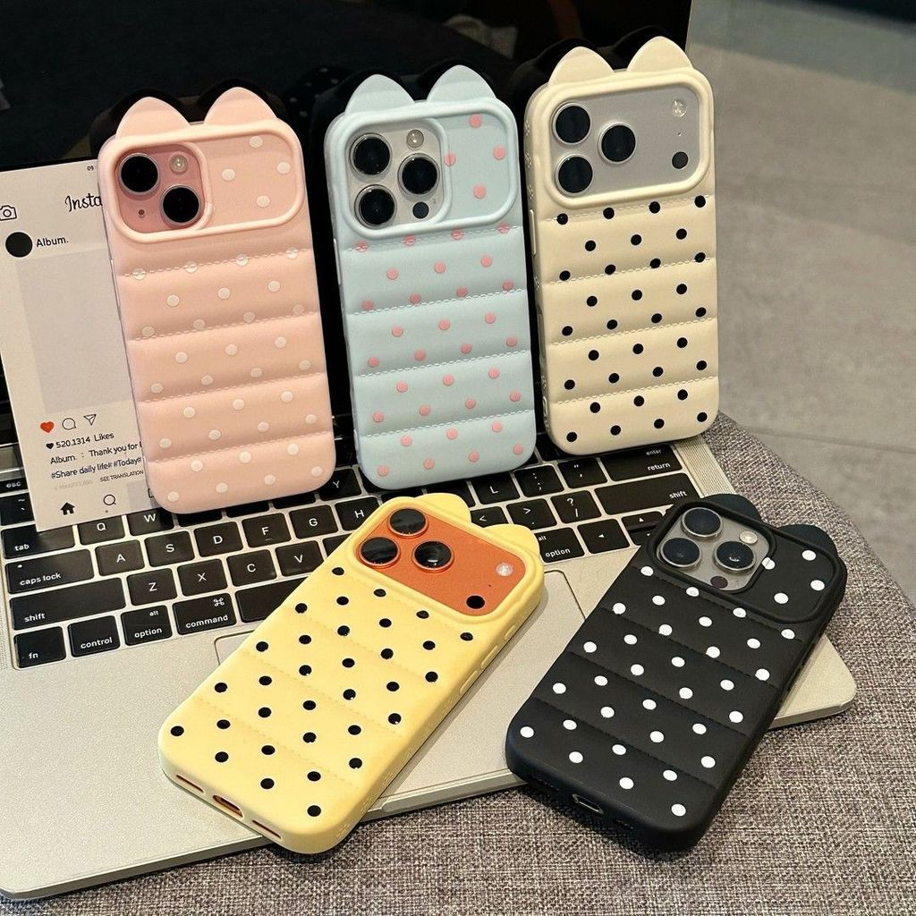 Mặt dán mèo may mắn hình chấm phù hợp với vỏ điện thoại iPhone 17 Pro, vỏ mềm 16/15Pro