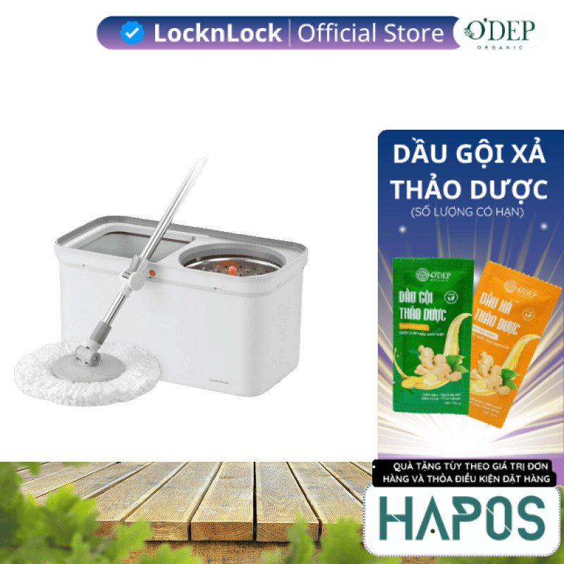 Bộ cây lau nhà LocknLock Chính hãng, xoay 360 màu xám ETM440GRY - HAPOS LSA