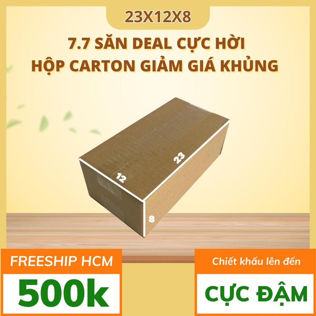 hộp carton 23x12x8 bộ 50 trơn không in xả kho