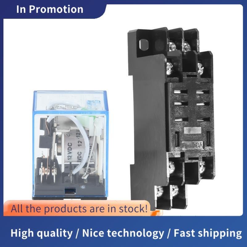Rơle điện cuộn DC 12V DPDT LY2NJ HH62P-L JQX-13F 10A Có đế ổ cắm PTF08A