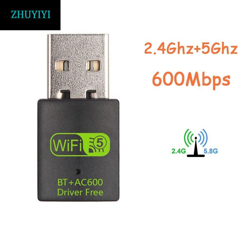 ZHUYIYI BT + AC600 WLAN Dongle, Bộ chuyển đổi mạng Wifi Bộ thu WiFi WLAN Dongle, Card mạng bền bỉ Bộ