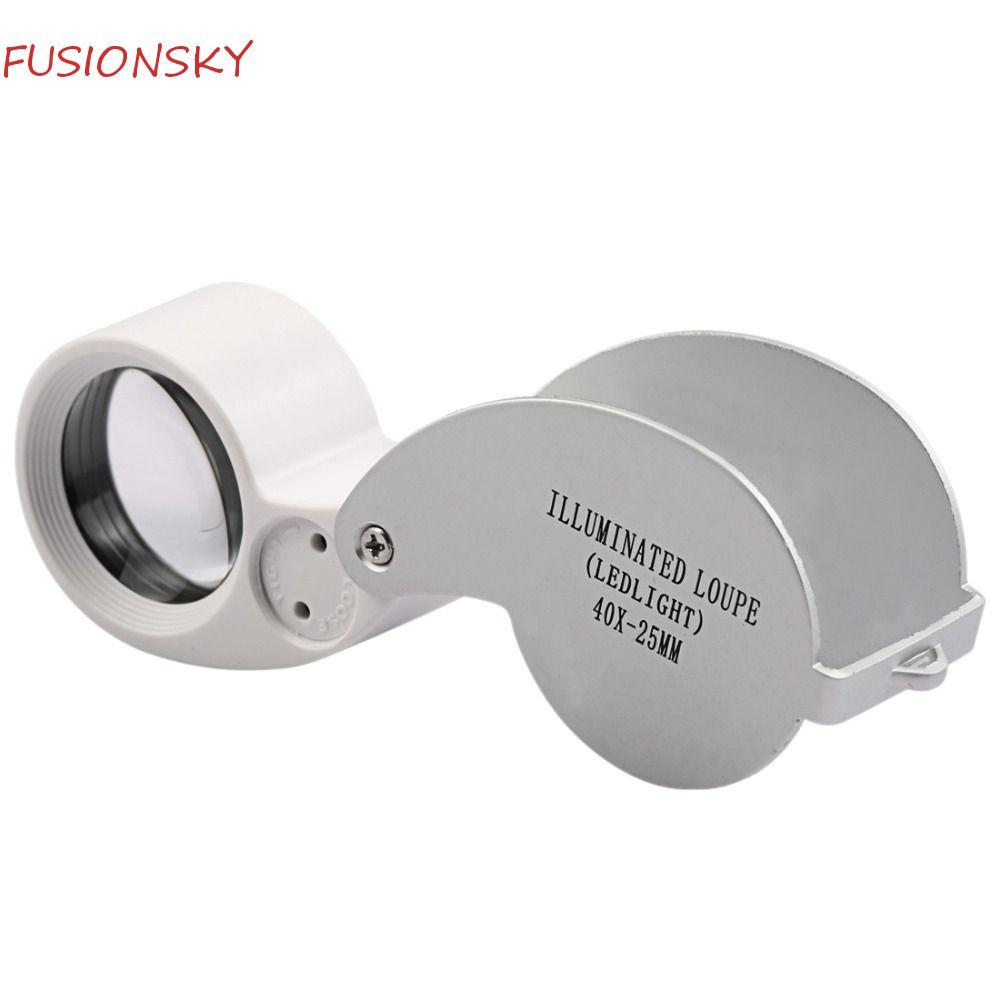 Kính lúp có thể gập lại FUSIONSKY, Kính lúp Loupe 40X chiếu sáng cầm tay, Tem ống kính gấp 40X Mini