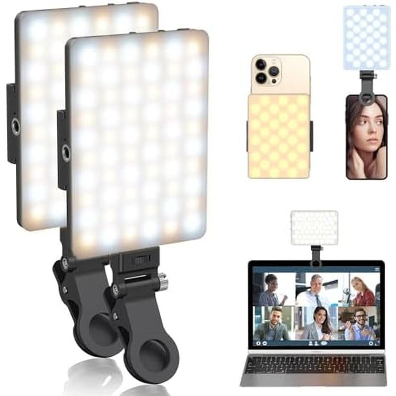Đèn selfie di động 60 bóng LED, kẹp trước/sau, 3 chế độ, pin sạc 5000mAh, dùng cho điện thoại iPhone
