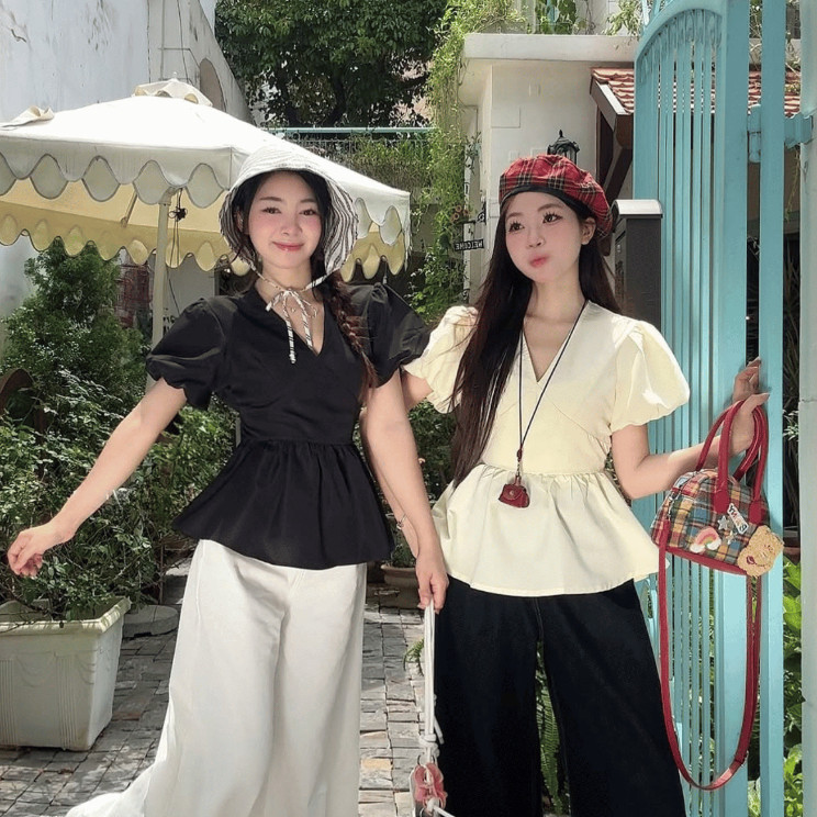 Áo FIORA tay bồng cổ tim dáng xoè Mùa Hè Kenco clothing Sài Gòn - NA5024 - Sam Hi Closet