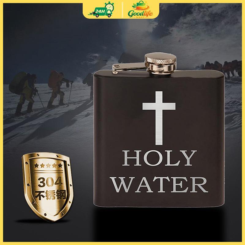 168ml mô hình chữ thập nước thánh chai đen Hip Flask thép không gỉ Hip Flask Hip Flask hip nắp vặn
